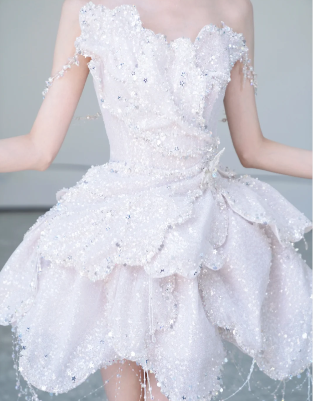 Ruffled Mini Birthday Dress Sequin Short Prom Dress Homecoming Dress