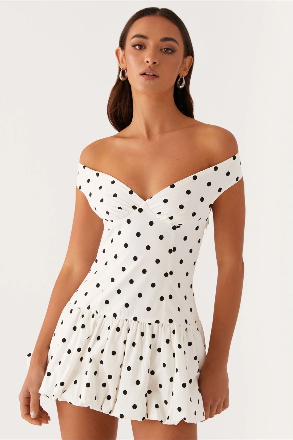 Off-Shoulder Peplum Mini Dress - View 2 | VelvetHem