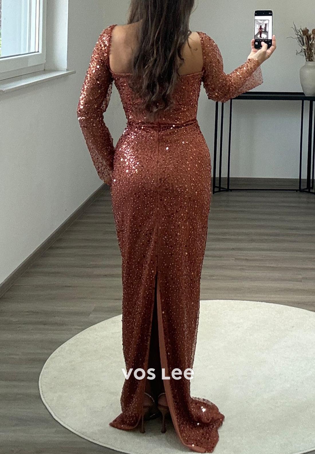 Detachable Train Long Sleeves Pleated Evening Formal Dresses
