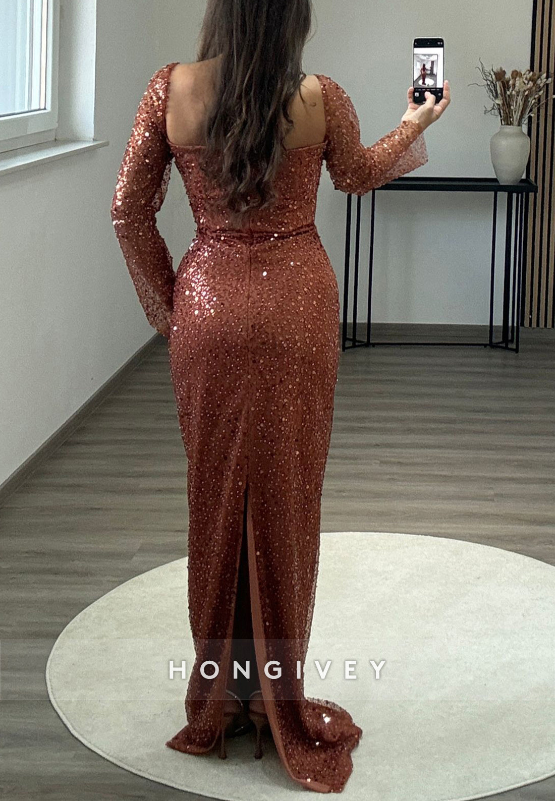 Detachable Train Long Sleeves Pleated Evening Formal Dresses