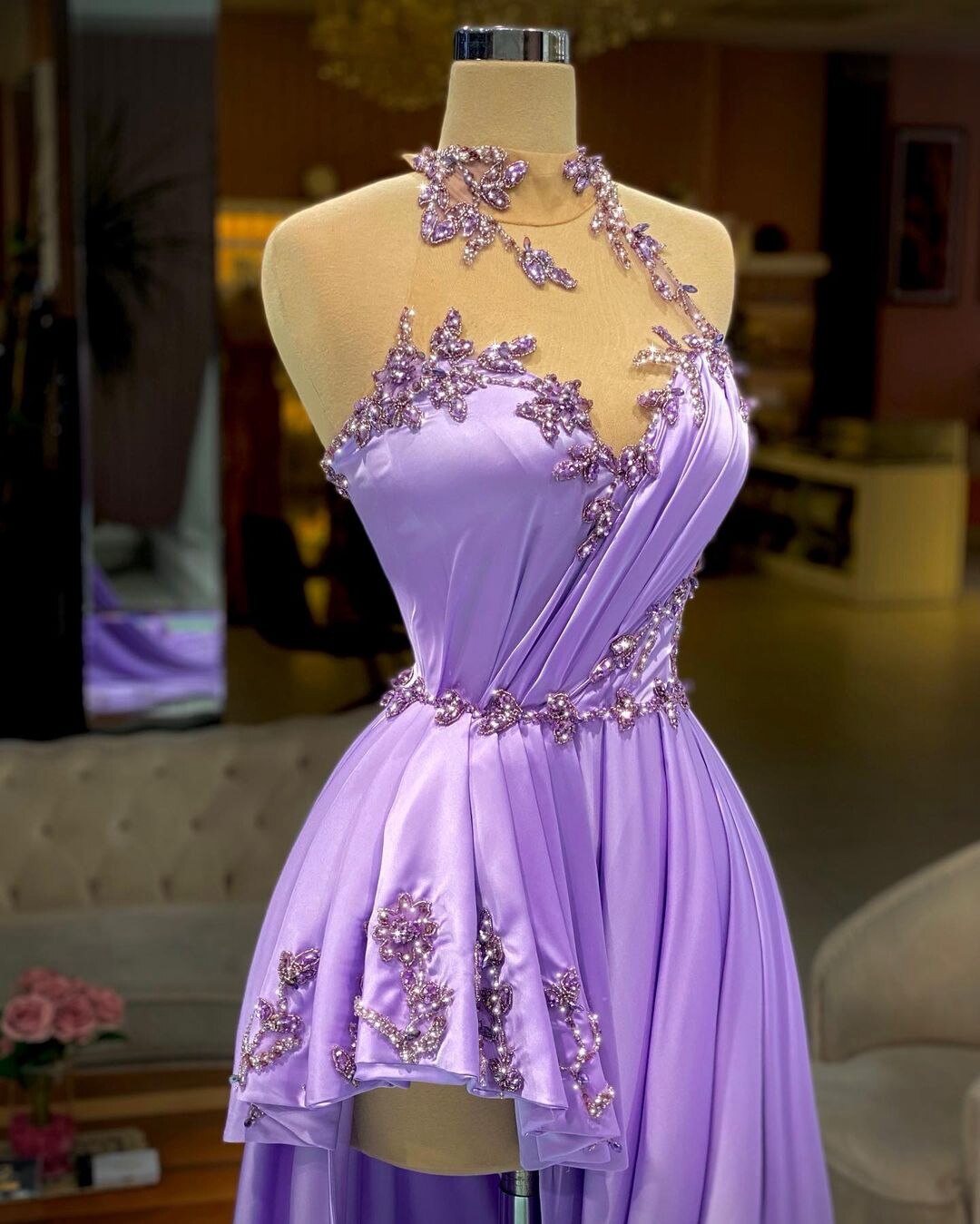 Purple Evening Gown Appliques Prom Dresses C571