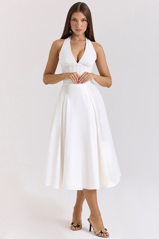 Elegant Deep V Relaxed Dress for Everyday Wear Boutique Fashion Style