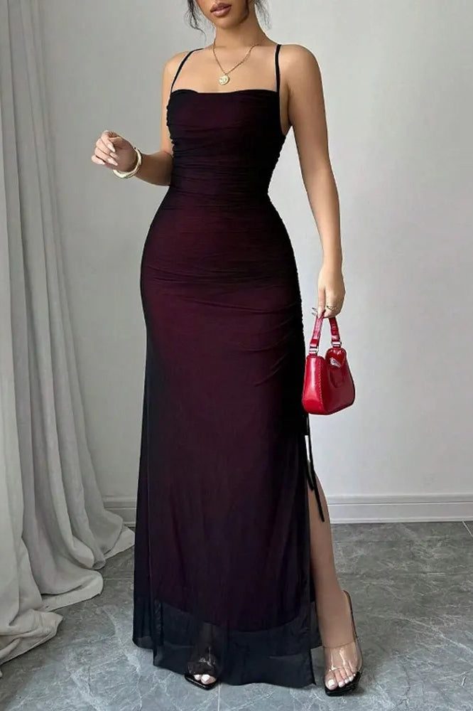 Vacation Mesh A-Line Maxi Dress - FashionDia