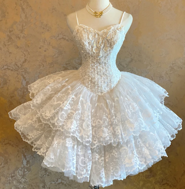 A Line White Lace Homecoming Dress Short Prom Dress Birthday Party Dress