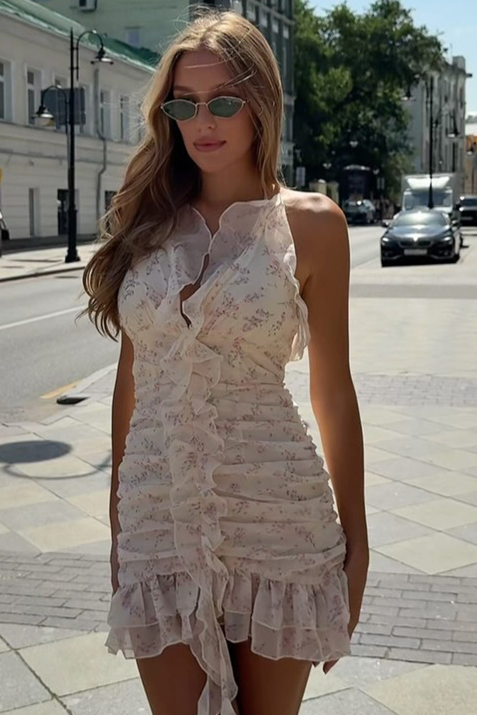Floral Halter Party Dress - View 4 | VelvetHem