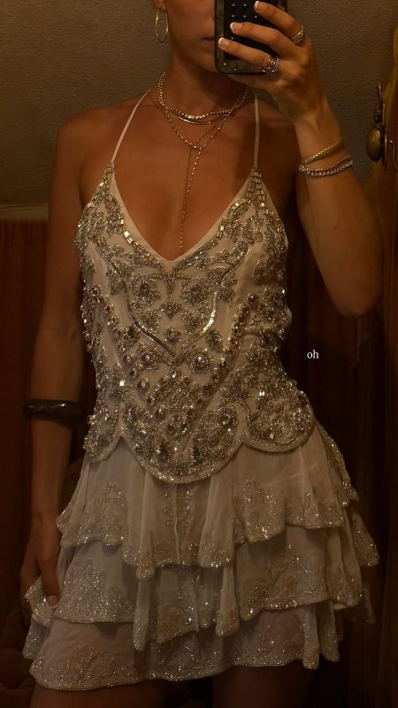 A-Line Spaghetti Straps Beaded Homecoming Dresses 18th Birthday Outfits