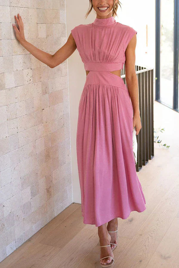 Amalia Chic Pleated Maxi Dress for Women Elevated Occasion Wear
