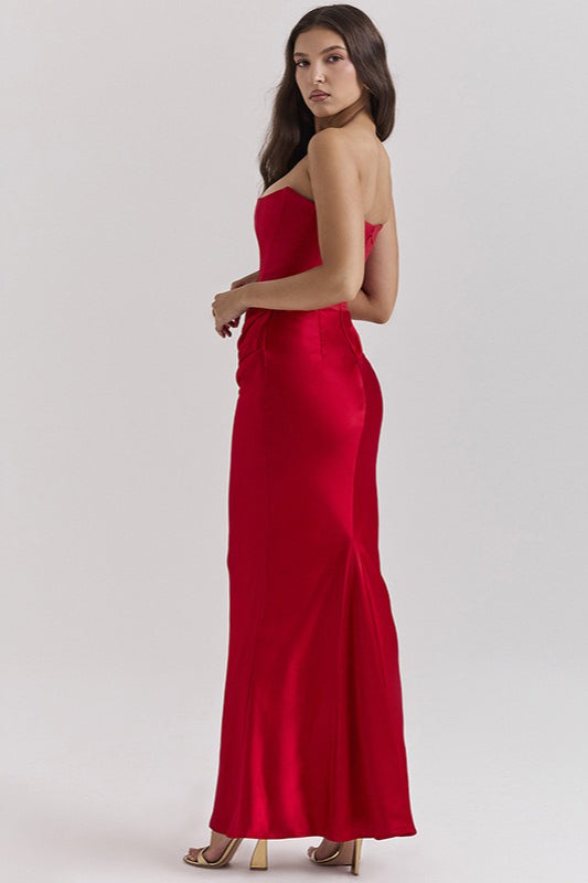 Backless Cinched Waist Maxi Dress