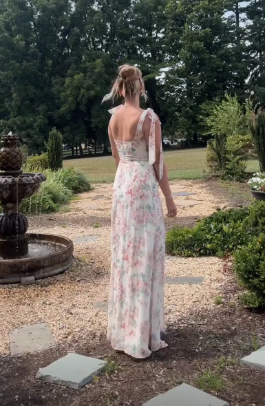Beautiful Chiffon Print A-Line Prom Dress Formal Party Evening Dress