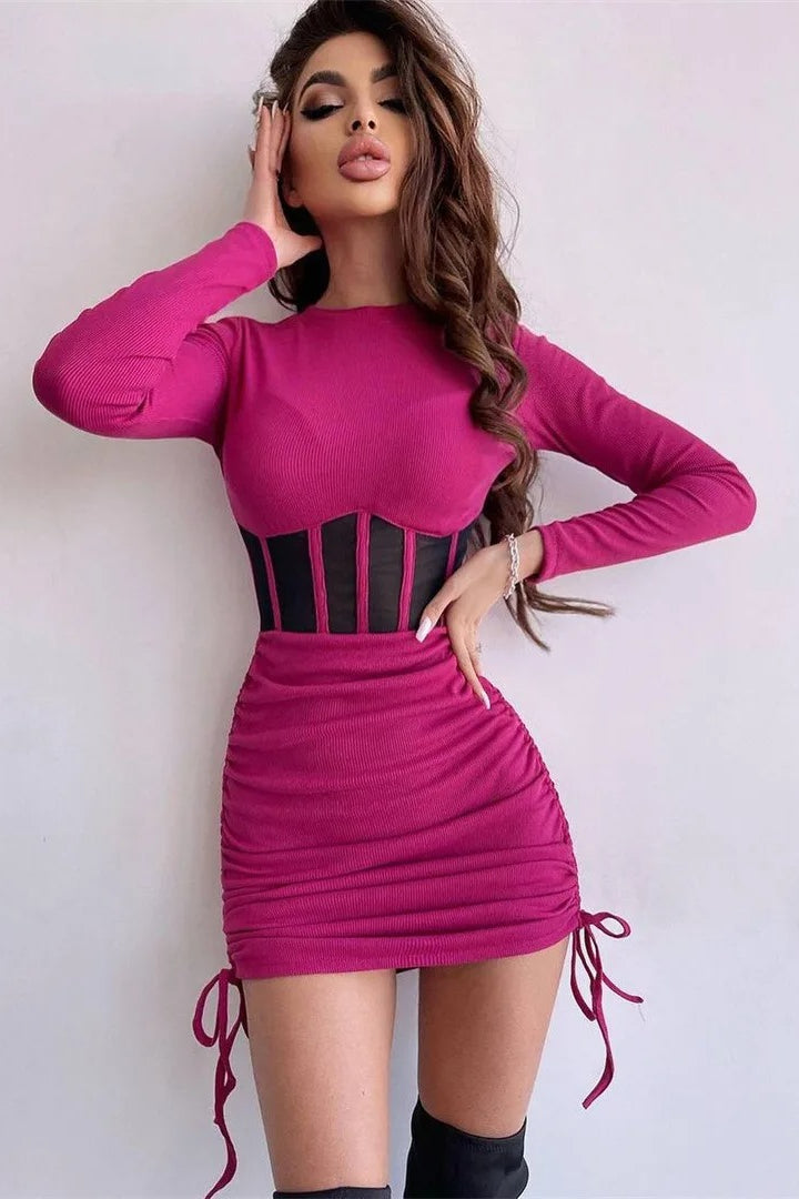Sheer Mesh Bodycon Mini Dress - View 4 | FashionDia