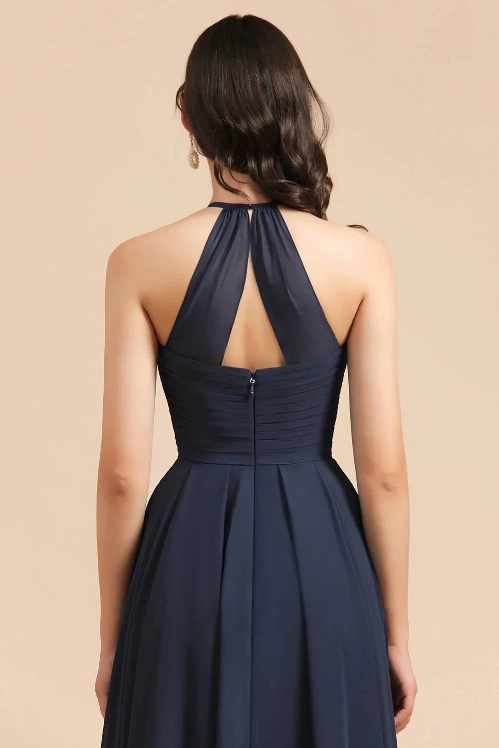 Elegant A-line Sleeveless V-Neck Ruffle Chiffon Lace Bridesmaid Dresses (ZD12873)