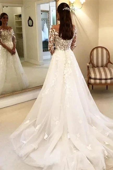 Elegant A Line Wedding Dresses With Sleeves Wedding dresses with lace (ZD16606) - View 2 | VelvetHem