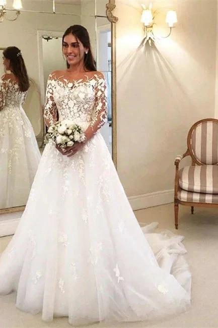 Elegant A Line Wedding Dresses With Sleeves Wedding dresses with lace (ZD16606) - View 3 | VelvetHem