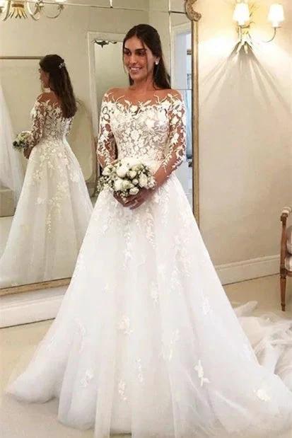 Elegant A Line Wedding Dresses With Sleeves Wedding dresses with lace (ZD16606)