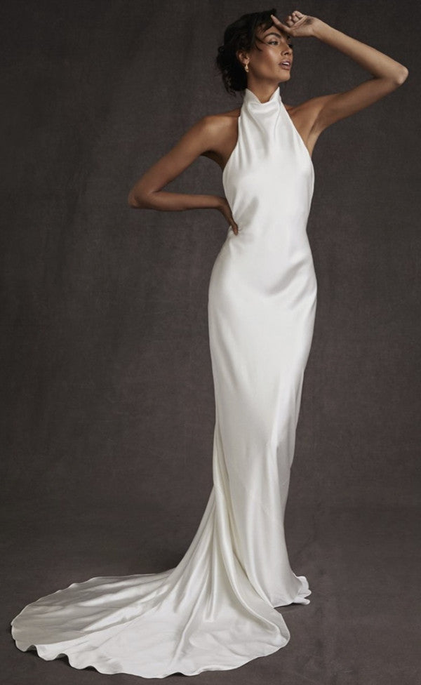 Elegant Backless High Neck Mermaid Wedding Dress
