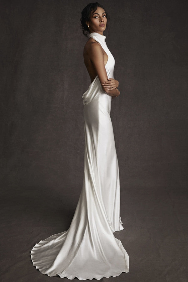 Elegant Backless High Neck Mermaid Wedding Dress