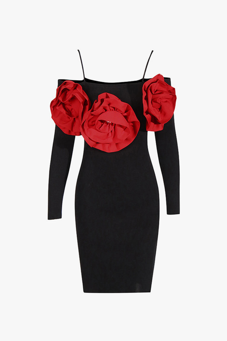 Rosedress Elegant Cold Shoulder Crystal Mini Party Dress - Fashionpara