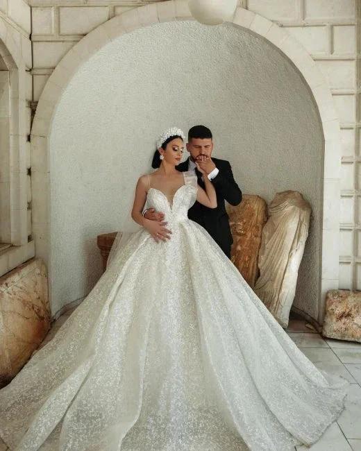 Elegant Designer Beautiful Cream Wedding Dresses A-Line with Lace (ZD14707) - View 3 | VelvetHem
