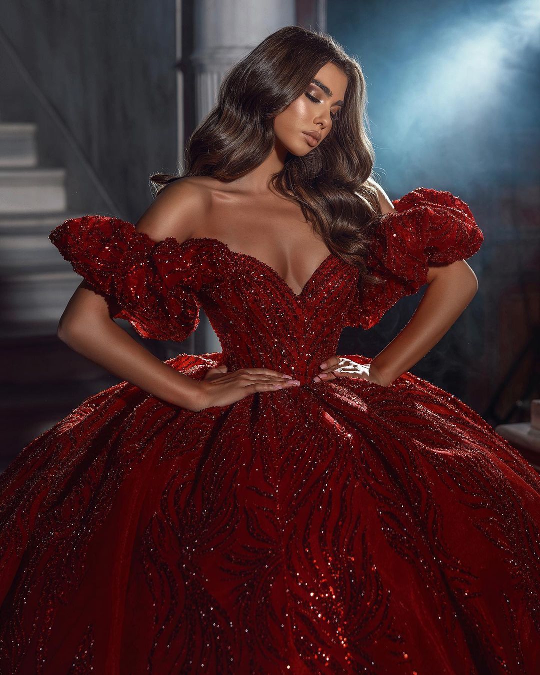 Elegant Floor-Length V-Neck Sleeveless Off-The-Shoulder A-Line Sequined Wedding Dress with Ruffle Details (ZD17494) - View 4 | VelvetHem