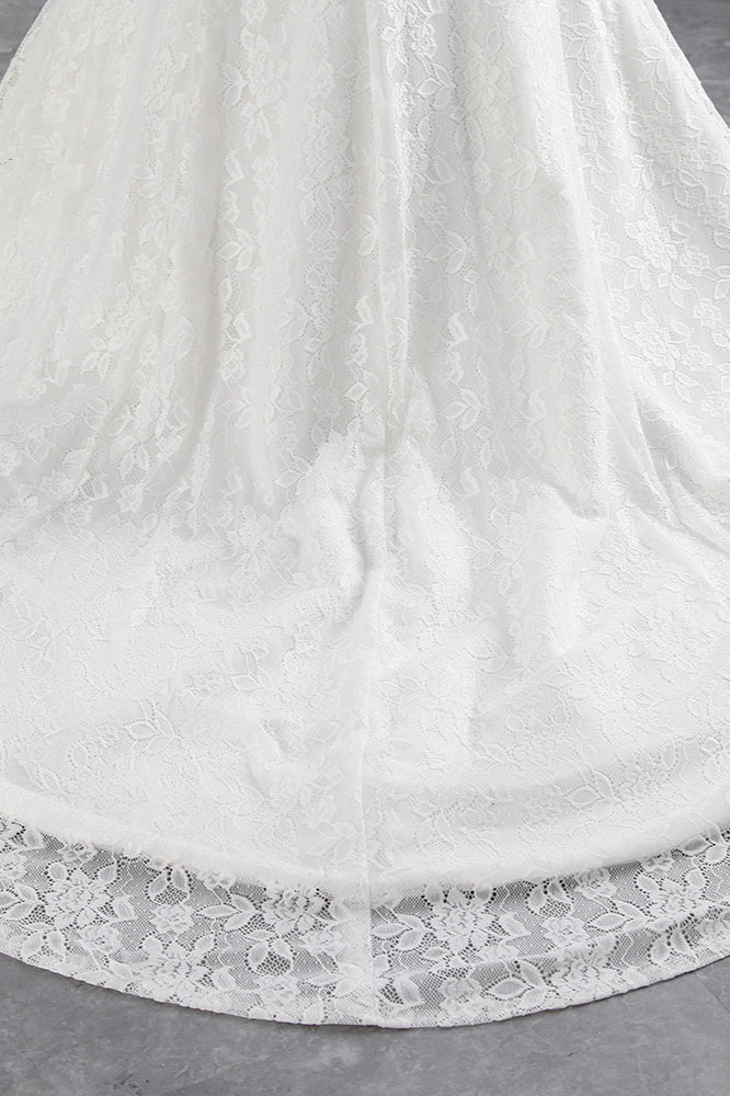 Elegant Lace Off-the-Shoulder White Mermaid Wedding Dresses Affordable (ZD17419)