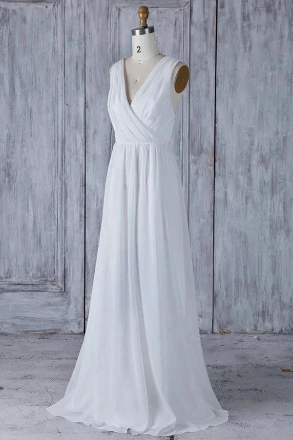 Elegant Long A-line Ruffle Lace Chiffon Wedding Dress (ZD14374)