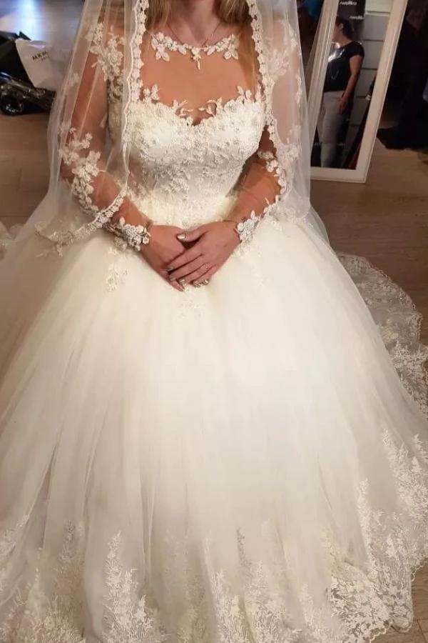 Elegant Long A-line Sweetheart Tulle Wedding Dress (ZD15167)