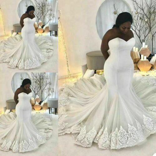 Elegant Long White Sleeveless Lace Sweetheart Mermaid Wedding Dress (ZD16508)