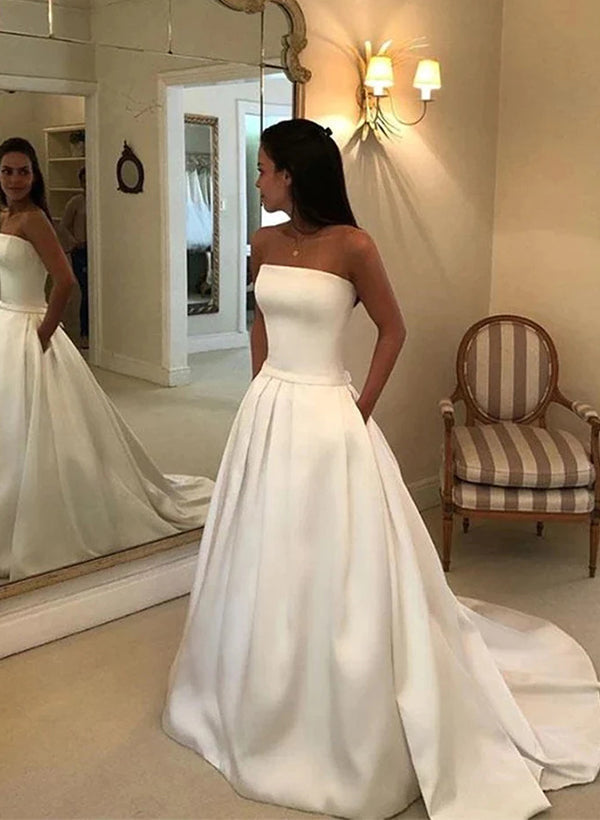 Elegant Satin Wedding Dresses Bows