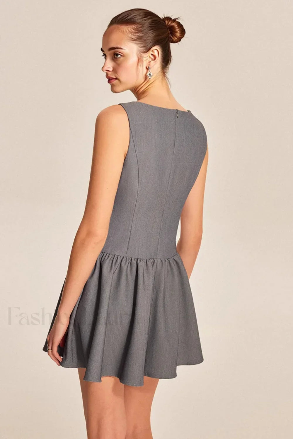 Elegant Sleeveless Ruffled A-Line Work Dress