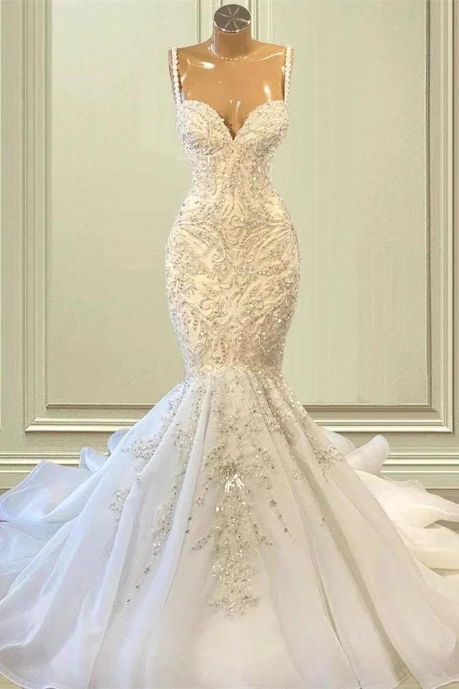 Elegant Sleeveless Sweetheart Lace Mermaid Wedding Dress (ZD16429)