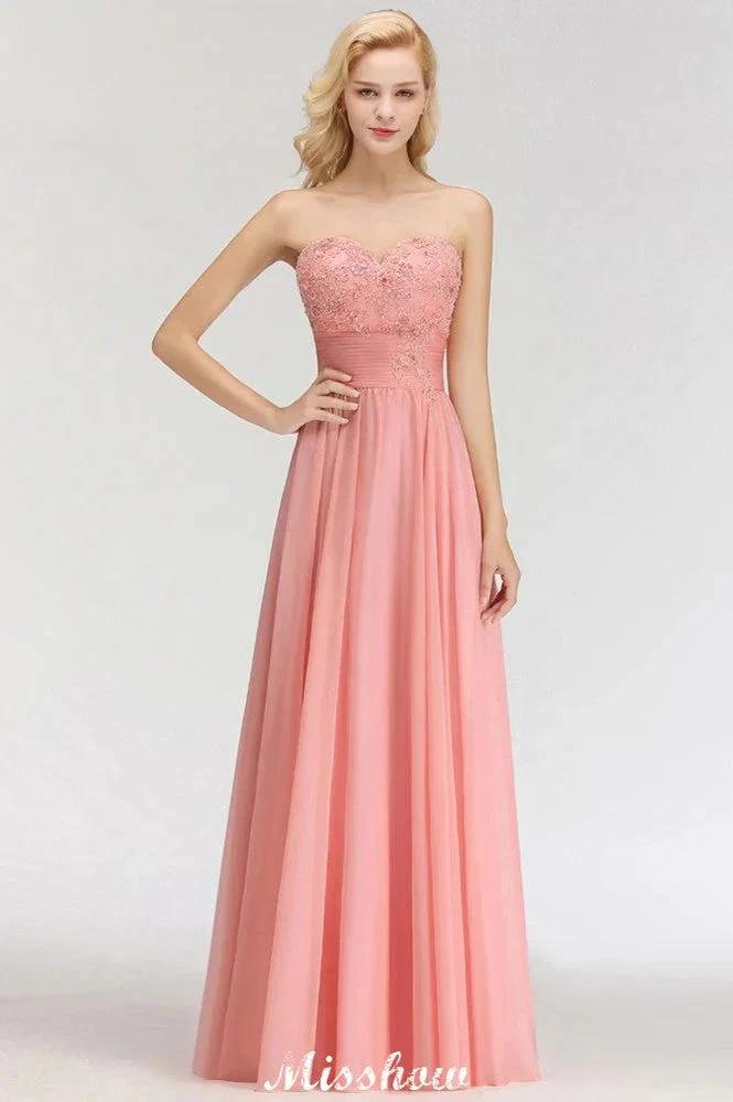 Elegant Sweetheart A-Line Appliques Bridesmaid Dresses Ruffle Chiffon (ZD12925)