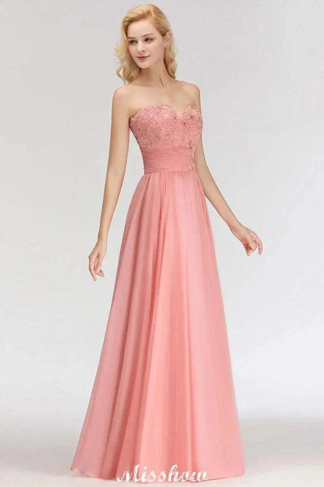Elegant Sweetheart A-Line Appliques Bridesmaid Dresses Ruffle Chiffon (ZD12925)