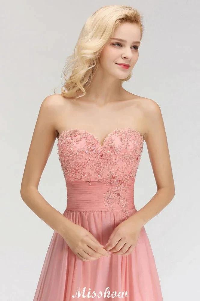 Elegant Sweetheart A-Line Appliques Bridesmaid Dresses Ruffle Chiffon (ZD12925)