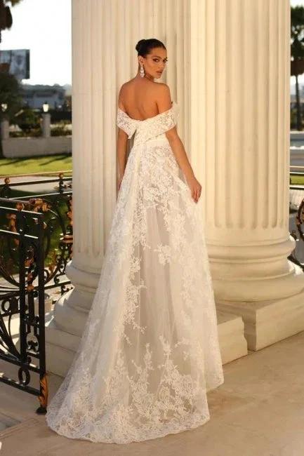 Elegant sweetheart capsleeves aline lace Wedding dresses (ZD14873)