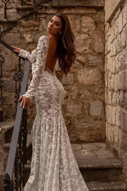Elegant sweetheart longsleeves mermaid lace Wedding dresses (ZD14877)