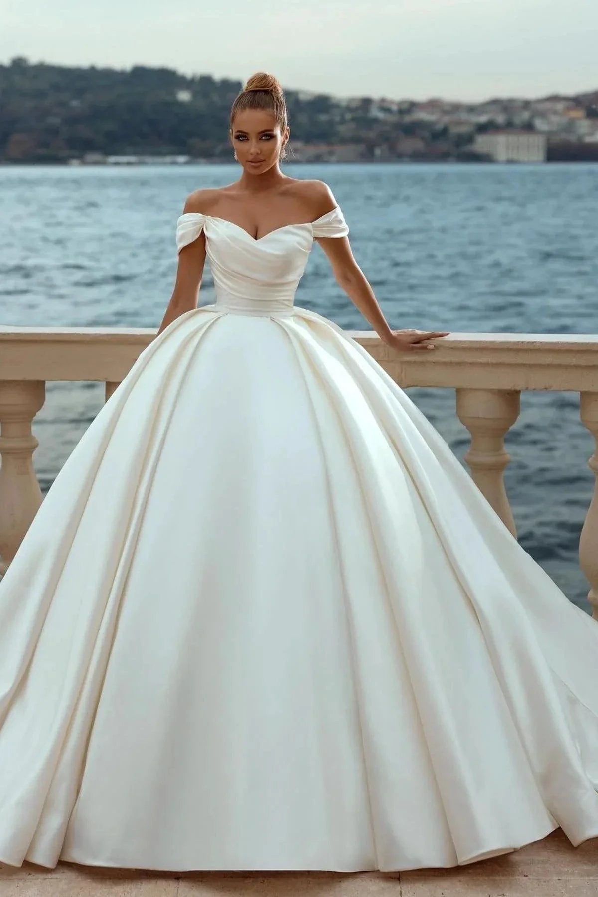 Elegant Sweetheart Off-the-shoulder Wedding Dresses Sweep Train (ZD16408)