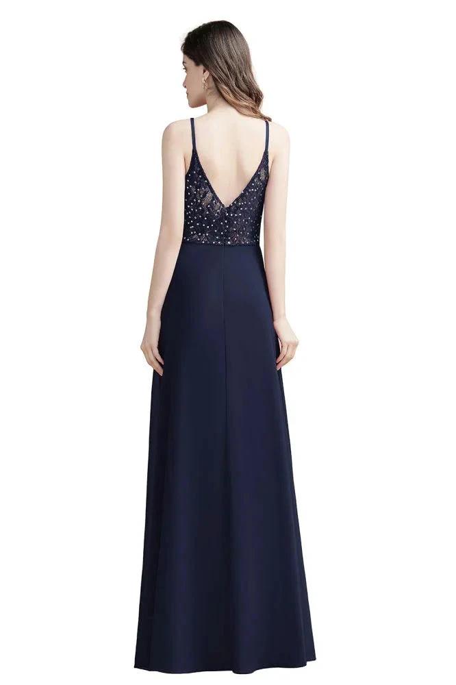 Elegant V-Neck Chiffon Aline Bridesmaid Dress Sleeveless Evening Prom Maxi Dress (ZD13087)