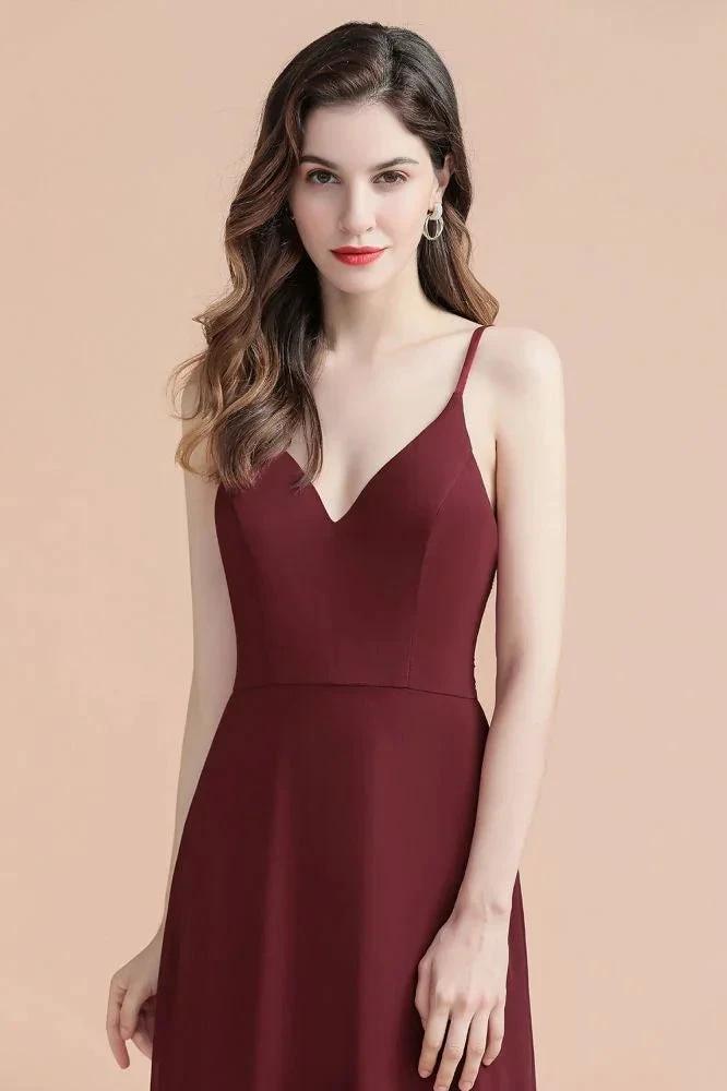 Elegant V-Neck Chiffon Aline Bridesmaid Dress Sleeveless Evening Prom Maxi Dress (ZD13087)