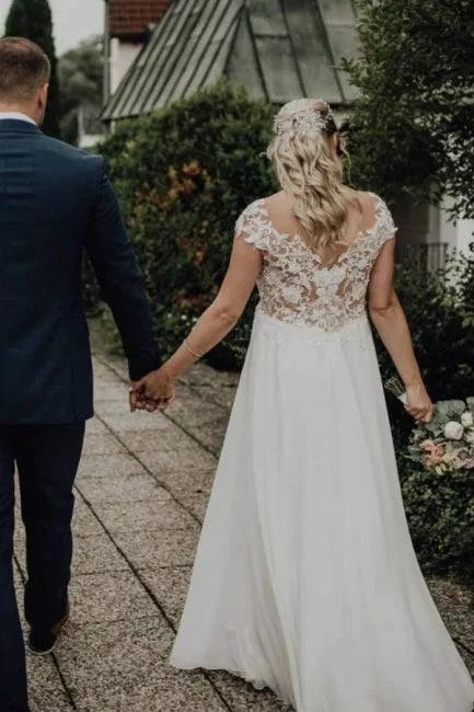 Elegant Wedding Dresses Long Tulle | Wedding dresses with lace (ZD14666)