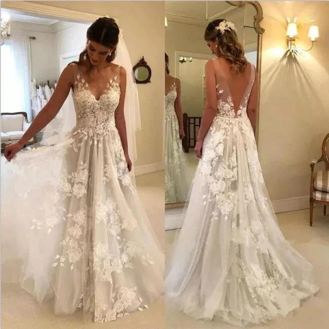 Elegant wedding dresses white lace wedding dresses (ZD13908) - View 3 | VelvetHem