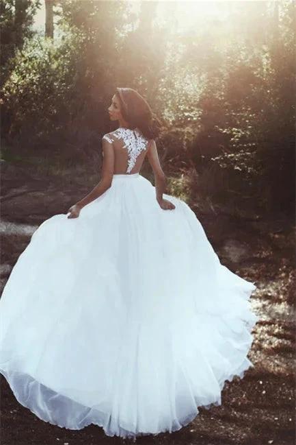 Elegant wedding dresses with lace chiffon floor-length (ZD16609)