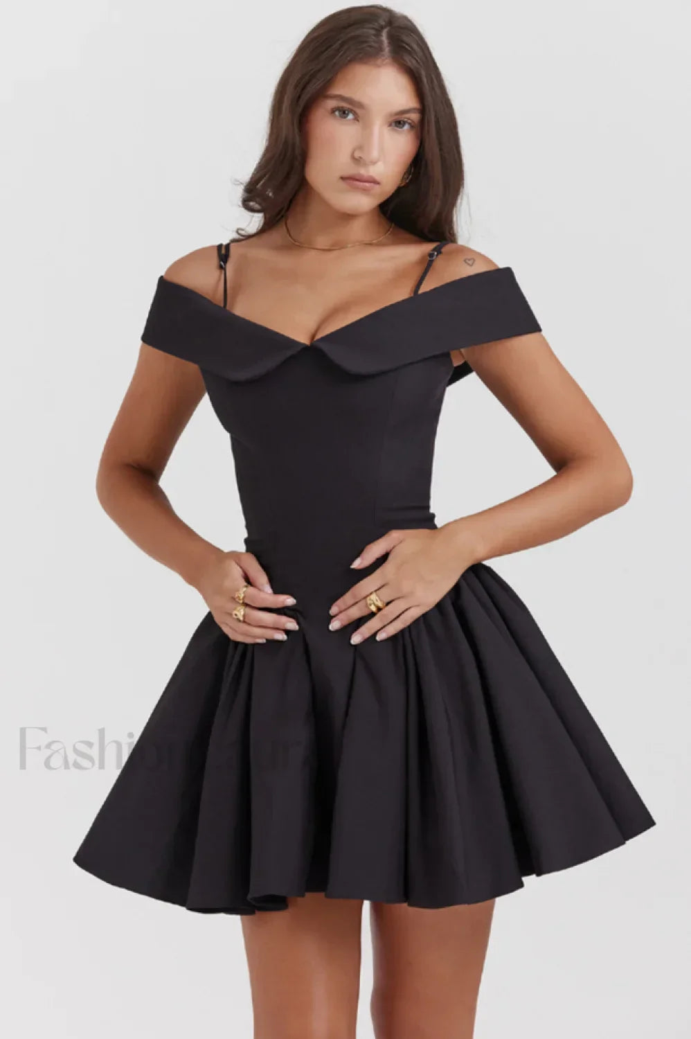 Elida Black Stylish Mini Dress XS / Black