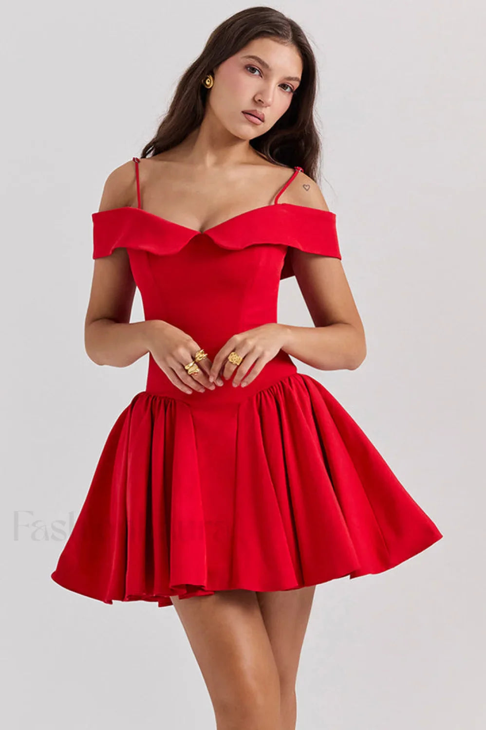 Elida Black Stylish Mini Dress XS / Red