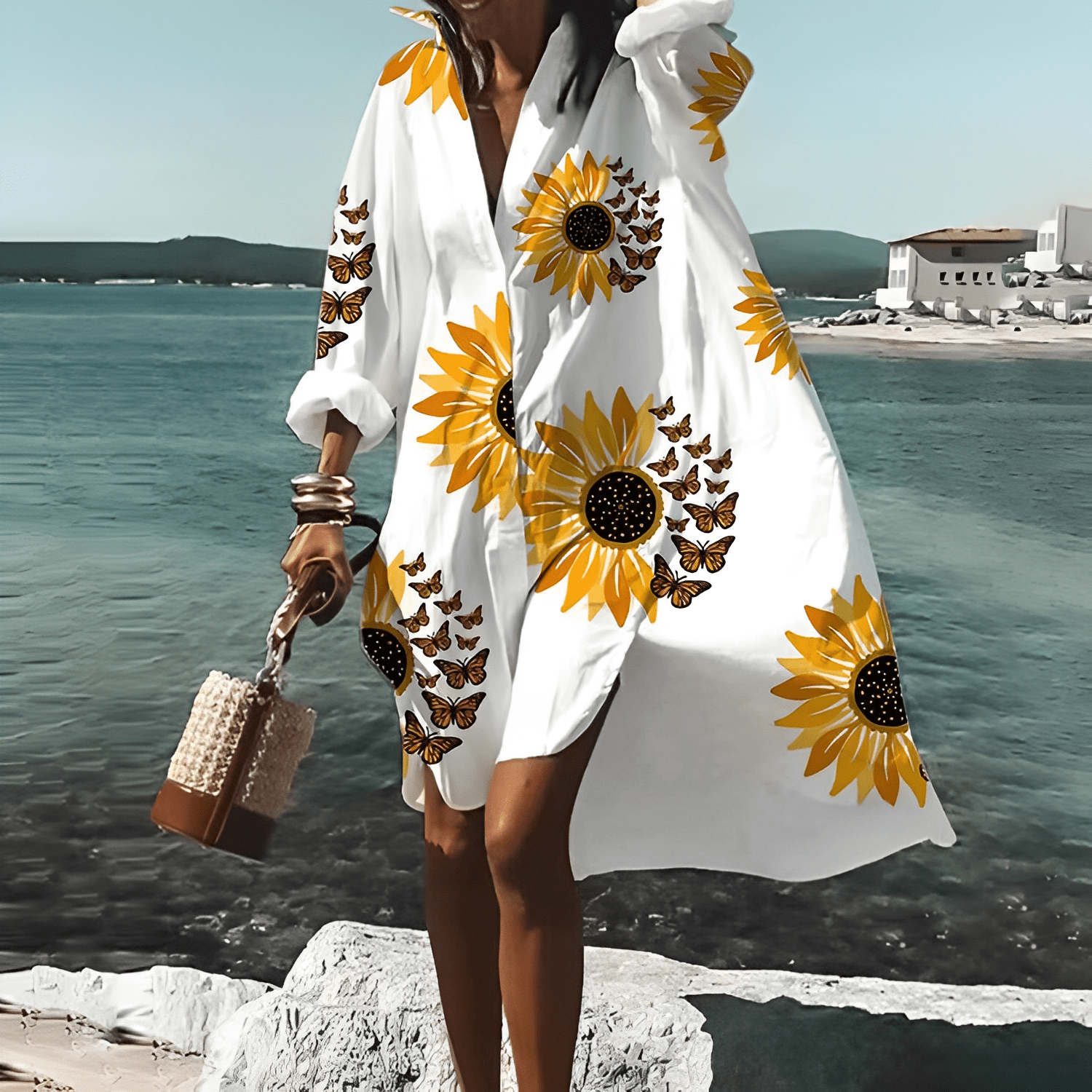 Delia Stylish Unique Print Knee Length Dress for Women Easy Wear Style