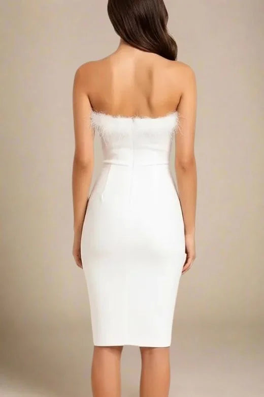Erin Bandage Dress - White Pearl