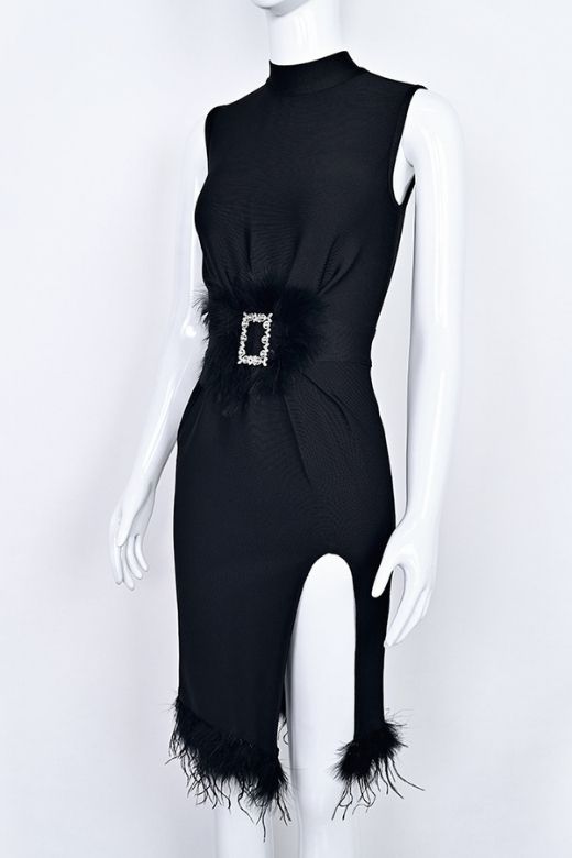 Erin High Neck Bandage Dress - Classic Black