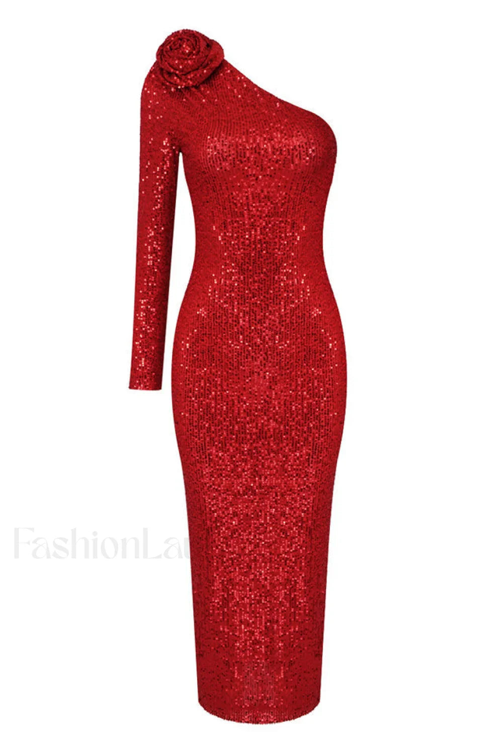 Ethel Sequins One Charming Shoulder Midi Dress