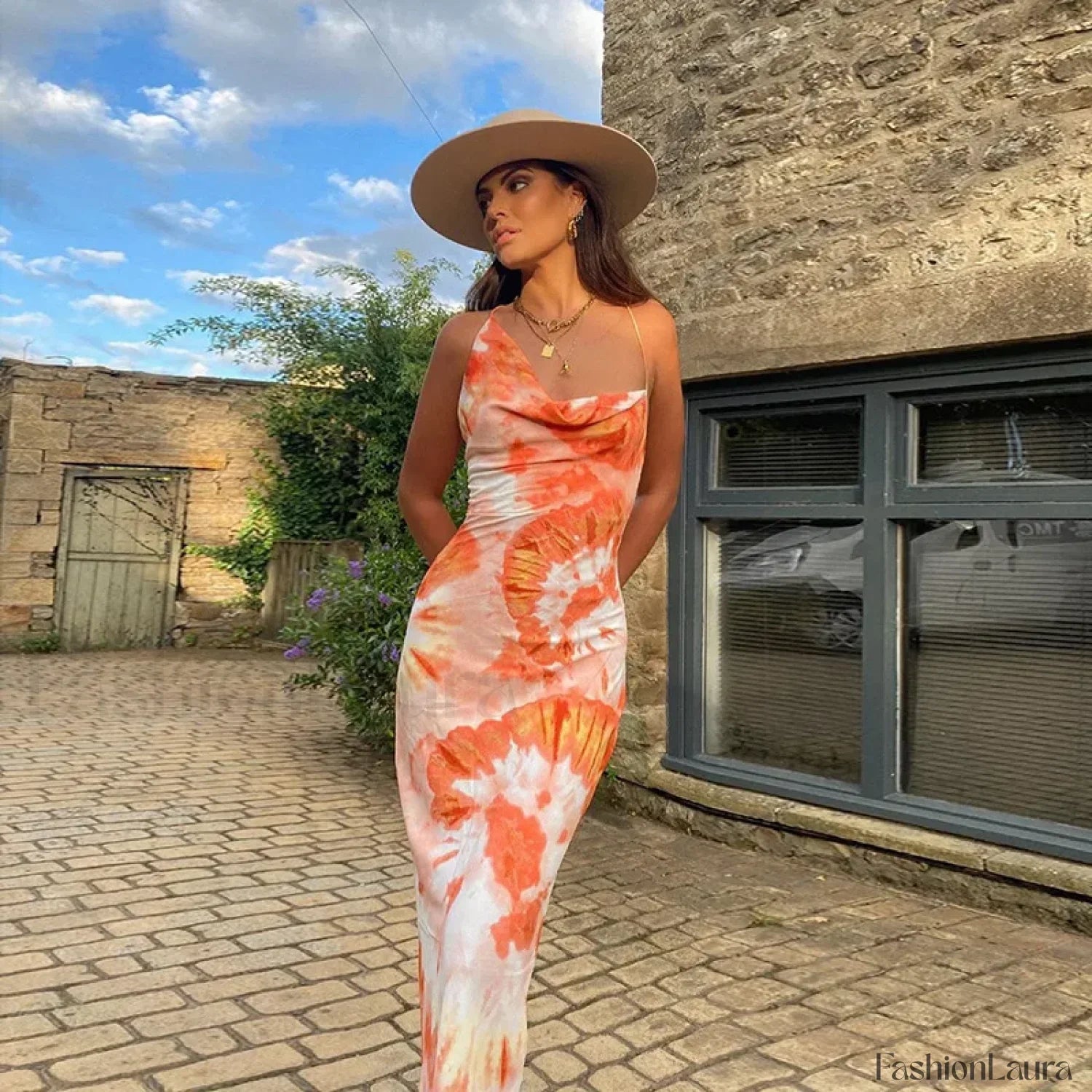 European Suspender Floral Dress