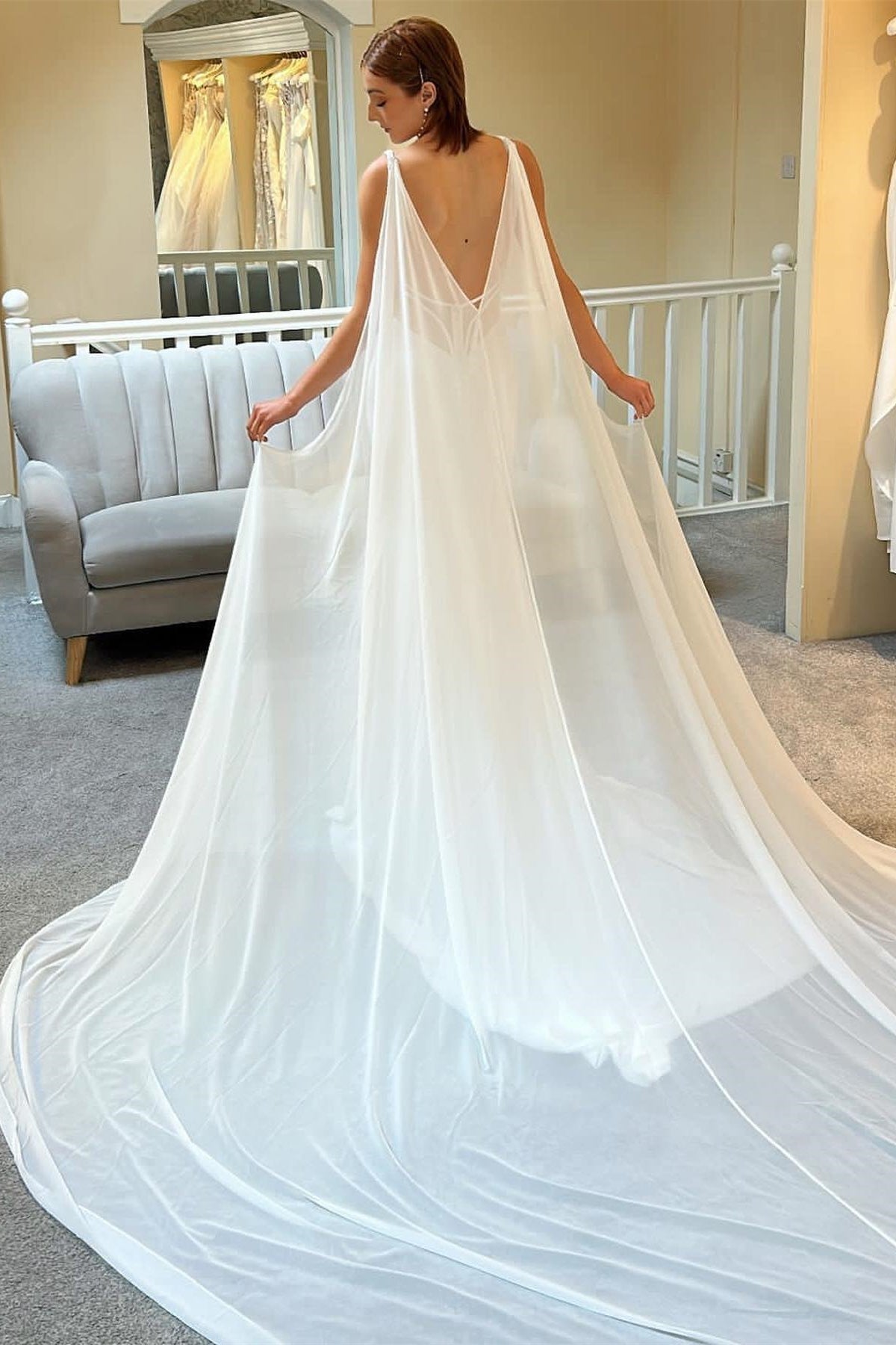 Exquisite Straps Satin V-Neck Mermaid Wedding Dresses Sleeveless Open Back With Ribbons