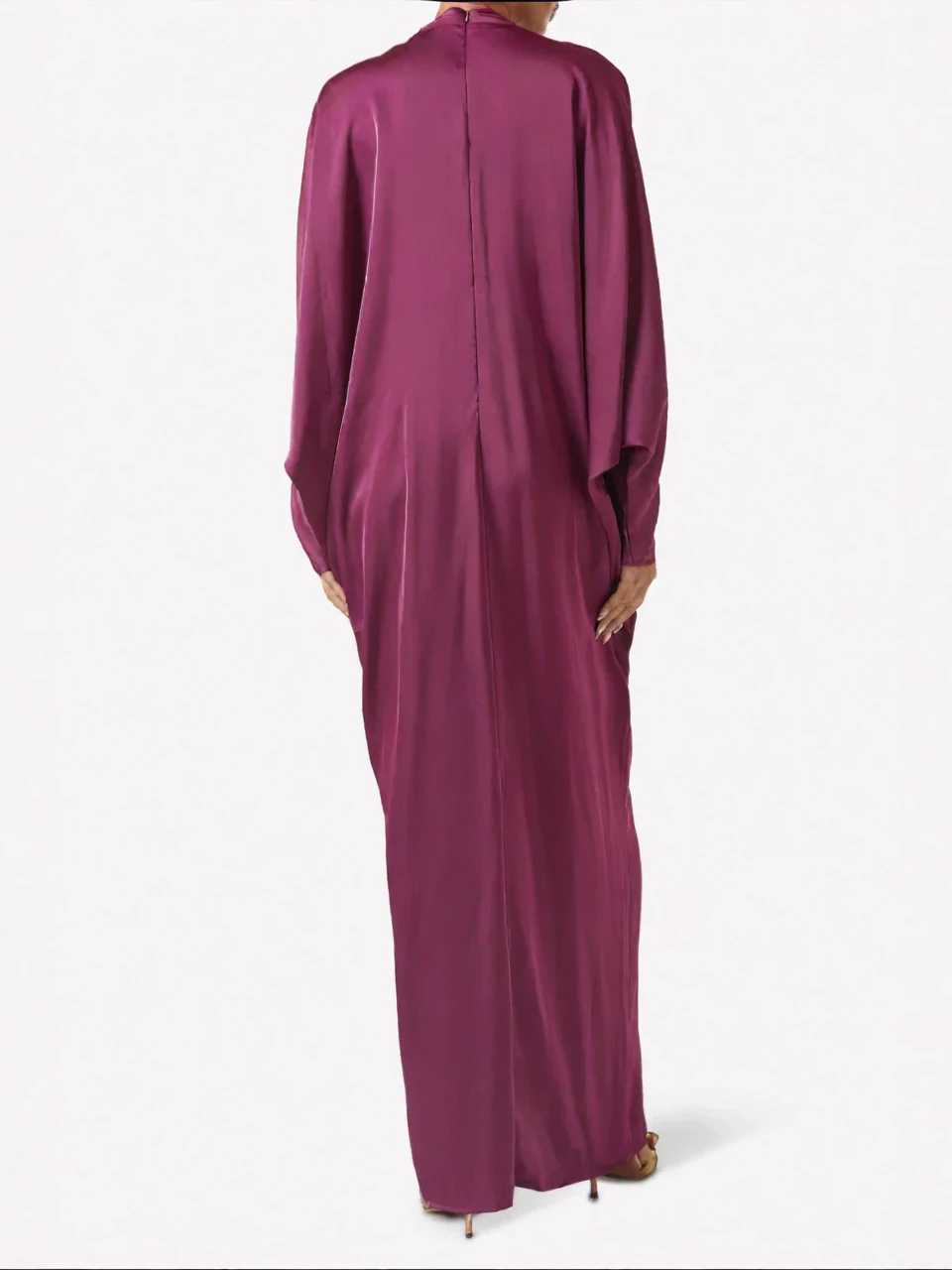 Magenta Satin Neck Maxi Dress in Satin